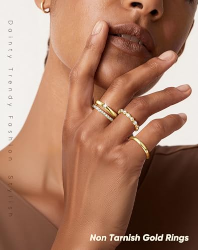 KSF 2Pcs / 3Pcs / 4Pcs Stackable Rings for Women, Gold and Silver Plated Stack Ring Set for Everyday Wear, Gift for Her - color: Metallic-4pcs