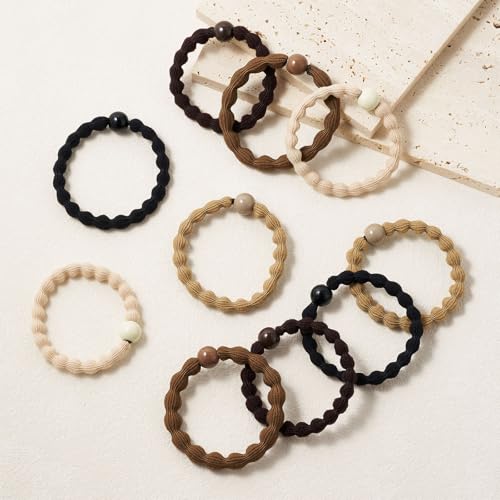 QIUTIMIY 10 Pcs No Damage Hair Ties Thick Hair Elastic Rubber Bands Hair Accessories Scrunchies Seamless for Women - color: Style 18