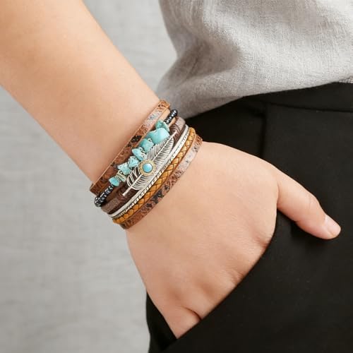 Western Jewelry Sets for Women Boho Jewelry, Layer Bohemian Necklace Earrings Bracelet, Cowgirl Accessory Rodeo Summer Beach - color: Blue