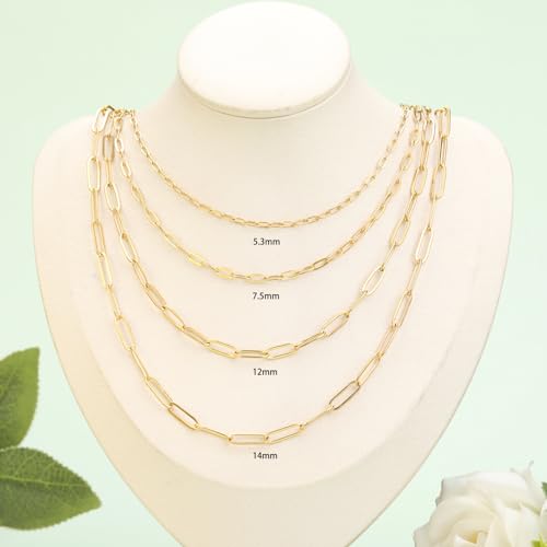 SMYHTGLIF 16.4 Feet Oval Paperclip Soldered Jewelry Making Chains Bulk | Gold Chain for Jewelry Making Stainless Steel Chain Roll DIY Craft Jewelry with Lobster Clasps and Open Jump Rings - color: Gold, size: 4.5×14mm