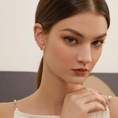 Gacimy Gold Huggie Earrings for Women, 14K Real Gold Plated, Small Hoop Earrings Cartilage Ear Cuff - color: Rose Gold, size: 15MM