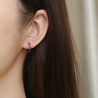 Osayia 316L Surgical Stainless Steel Small Hoop Earrings 8mm 10mm 12mm Hypoallergenic Huggie Thin Hoop Earrings Helix Lobes Hinged Sleeper Earrings Men Women for Cartilage Piercings - color: G: Rainbow (Diameter 8mm/10mm/12mm),3 Pairs