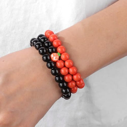 3 PCS Healing Crystal Bracelets for Women 8mm Natural Stone Beaded Stretch Bracelet Amethyst Jewelry Gifts - color: 18 8mm Halloween
