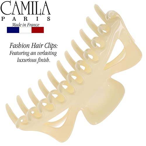 Camila Paris CP3503 French Large Hair Clips for Women Thick Hair for Long Curly Wavy Hair, Girls Hair Claw Clip, Durable Styling Big Claw Clip for Thick Hair, Strong Hold No Slip Grip, Made in France - color: Cream 6"