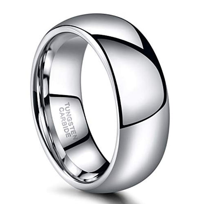 TRUMIUM 2mm 4mm 6mm 8mm Tungsten Wedding Band Ring for Men Women Silver/Rose Gold Plated/Rainbow/Gold Plated Domed High Polish Engagement Promise Rings Comfort Fit 4-15 - color: 8mm silver plated