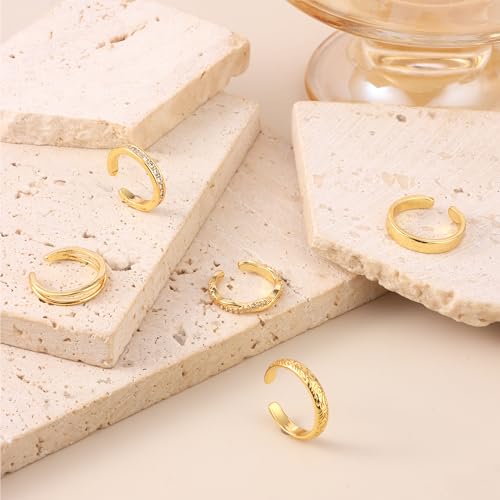 SONNYX 9Pcs 18K Gold Plated Gold Toe Rings for Women | Adjustable Silver Toe Rings Foot Jewelry for Summer Beach - color: Gold1