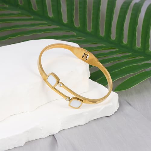 Eigso 13MM Large Gold Plated Chunky Bracelet Bangle for Women Men Trendy Thick Arc Shape Open Cuff Bangles Bracelets for Woman Man - color: Gold-4MM1
