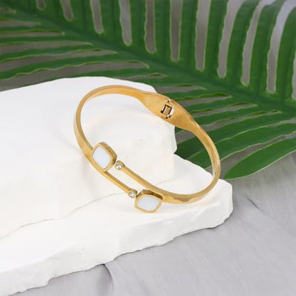 Eigso 13MM Large Gold Plated Chunky Bracelet Bangle for Women Men Trendy Thick Arc Shape Open Cuff Bangles Bracelets for Woman Man - color: Gold-4MM1