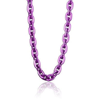 Passed colorfast test 39-inch Large Plastic Chain Necklace with Gift Box | 2/4 Pack with Gift Box,Gold Plastic Chain,Hip Hop Rapper Style, Fade Resistant,Detachable,for Parties, Awards,Prizes, Unisex - color: Purple
