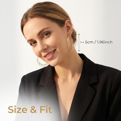 Hoop Earrings for Women, Hypoallergenic Stainless Steel Lightweight Thin Large Big Hoops Earrings Set for Women, Non Tarnish for Jewelry Gift 40MM - color: Gold Multi-Layer Glitter Hoop Earrings
