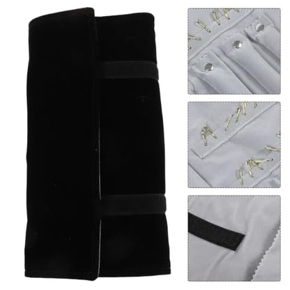 Vaguelly Velvet with Structure and Rollup Roll Multiple Compartments Independent Jewelry Organizer Portable Bag for Necklaces Earrings Travel for Business Trips and Weekend