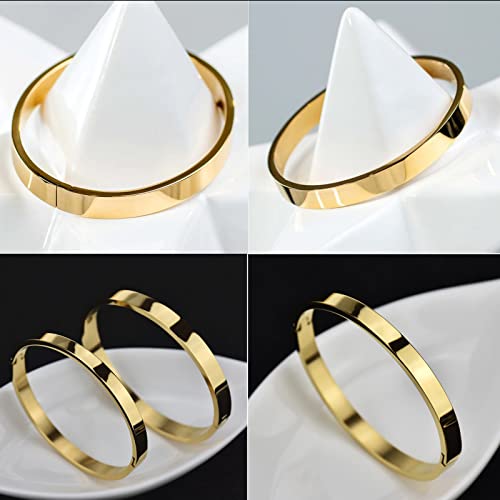 PDWZNBA 18K Gold-Plated Love Friendship Bracelets Trendy Stainless Steel Bangle Jewelry Gifts for Women - style: Glossy-Gold