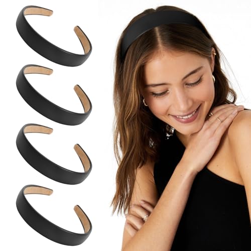 WOVOWOVO Leather Headbands for Women, 1Inch Non Slip Soft PU Hair Head Bands Diademas Para Mujer De Moda Cute Beauty Fashion Hairbands Hair Accessories（Black） - color: Multicolor-G