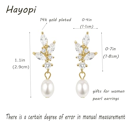 Pearl Earrings for Women:Gold Wedding Dangle Drop Earring Pearl Jewelry | 14K Gold Plated Pearl Drop Earrings for Women,Dainty Wedding Bride Earring Studs,Gold Dangle Drop Earring,Waterproof Jewelry - size: 1 pcs-12