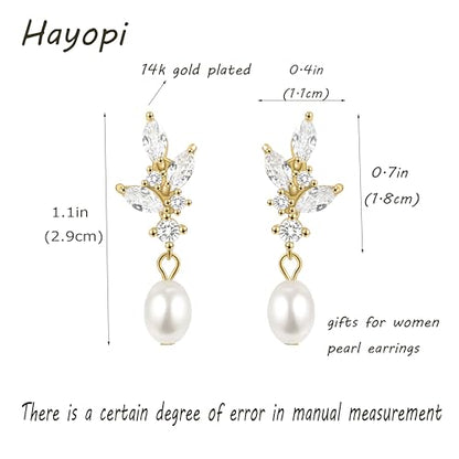 Pearl Earrings for Women:Gold Wedding Dangle Drop Earring Pearl Jewelry | 14K Gold Plated Pearl Drop Earrings for Women,Dainty Wedding Bride Earring Studs,Gold Dangle Drop Earring,Waterproof Jewelry - size: 1 pcs-12