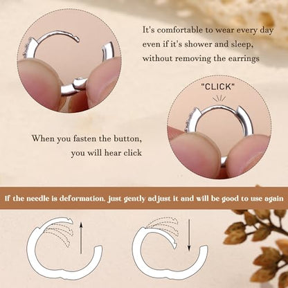 4 Pairs Small Hoop Earrings for Women 14K Gold Plated | Trendy Chain Drop Earrings Set, Hypoallergenic CZ Huggie Hoops, Lightweight Cartilage Earring Stacks - color: Silver Plated-dangle hoop