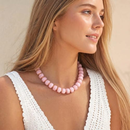 Chunky Beaded Necklace for Women, Colorful Trendy Statement Summer Jewelry Gift - color: necklace-34