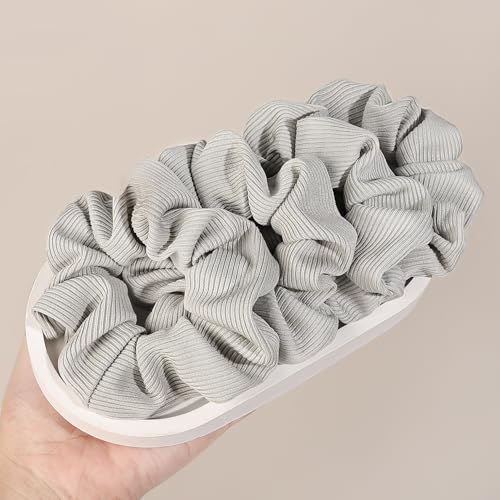 Hair Scrunchies for Women - Hair Ties No Damage Both for Thick Hair or Thin Hair Curl Hair No Crease Gray Scrunchies Ponytail Holder No Hurt Your Hair - color: Gray