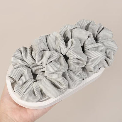 Hair Scrunchies for Women - Hair Ties No Damage Both for Thick Hair or Thin Hair Curl Hair No Crease Gray Scrunchies Ponytail Holder No Hurt Your Hair - color: Gray