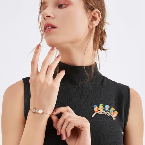 Honbay 3PCS Colorful Little Birds Brooch Pins Enamel Alloy Sparkling Rhinestones Cute Animal Birdie Brooches Little Birds Breastpin Lapel Pins Hat Scarf Shawl Sweater Cardigan Clips