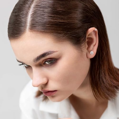 15 Pairs Ball Stud Earrings, Multi-Size Surgical Studs Earring, Simple Polished Ball Studs, Silver Stud Earring Set, Stainless Steel Jewelry for Women & Men(2mm 3mm 4mm 5mm 6mm)