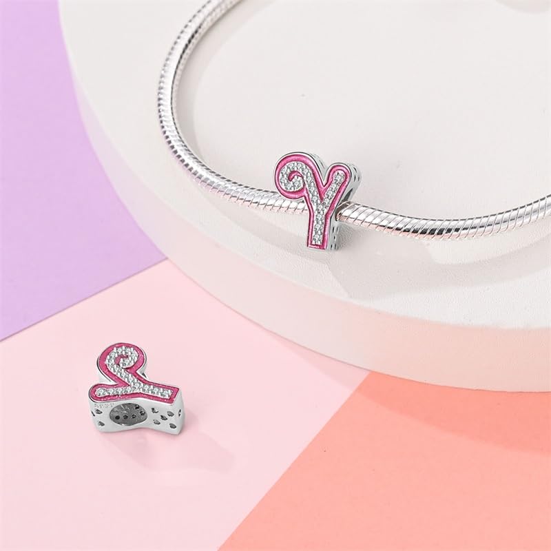 925 Sterling Silver Letter Charms Fits Pandora Bracelets Alphabet AZ Bead Charm for Bracelets Necklace with 5A Cubic Zirconia for Women Birthday Ceremony DIY Jewelry Gift - style: Y