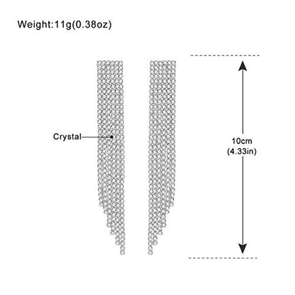 Silver Rhinestone Crystal Bridal Chandelier Long Tassels Dangle Earrings for Wedding - color: A-2