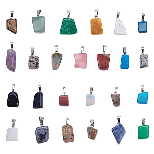 DanLingJewelry 24Pcs Random Irregular Natural and Synthetic Gemstone Pendants Healing Chakra Reiki Stone Bead Charms for Jewellery Making - color: 24pcs - gemstone