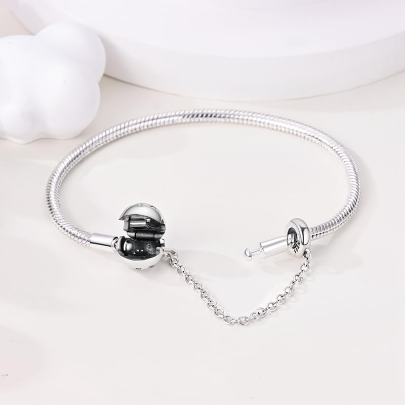 KUNSIR 925 Sterling Silver Snake Chain Bracelet with Safety Chain Charm Bracelets for Women Teen - style: KJB023