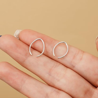 CHIC & ARTSY 925 Sterling Silver Open Hoop Earrings Small Hoop Earrings for Women Half Hoop Cartilage Piercing Adjustable Huggie Earrings - color: C:Silver 10mm
