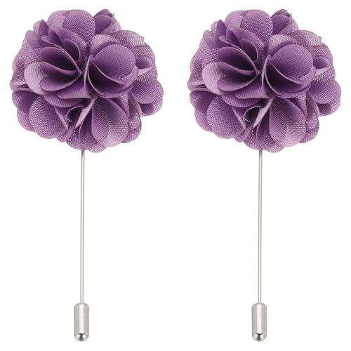 PATIKIL Flower Boutonnieres Pin, Lapel Pin for Men Camellia Flower for Suit Wedding Graduation Anniversary Graduation Outfit Accessories - color: Light Purple