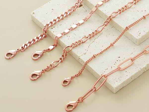 Gold Bracelets Set for Women Non Tarnish Trendy,14K Gold Plated Dainty Stackable Paperclip Cuban Link Chain Bracelets, Simple Cute Cuff Bracelets Jewelry Set Adjustable 7"+2" - color: Rose Gold