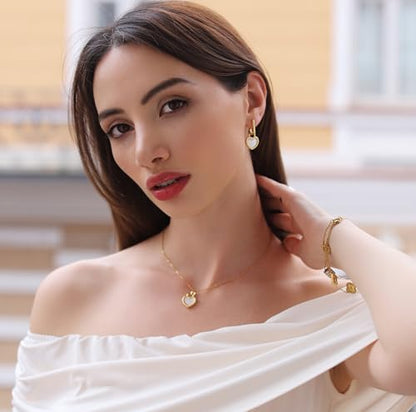 Milan Chiva 14K Gold Plated Small Huggie Dangle Earrings | Lightweight Trendy Heart Dainty Jewelry Hypoallergenic Chunky Gold Hoops Earrings Jewelry Mothers Day Gift for Women - color: B-Red