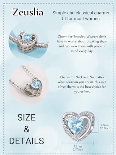 Heart Birthstone Charms for Bracelets, 925 Sterling Silver Women Bead Charms for Charm Bracelets Necklace, Mother's Day Birthday Anniversary Jewelry Gifts for Wife Mom Grandma Daughter - style: Bead - Dec - Topaz