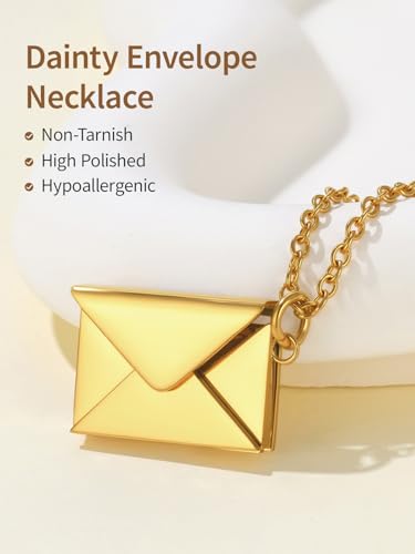 FindChic Locket Necklace for Women Custom Photo Memorial Gifts 4 Colors | Silver/Black/Rose Gold/Gold Plated Personalized for Loved Ones, Birthday Valentine's Day Keepsake - style: 07. Love Letter-Gold