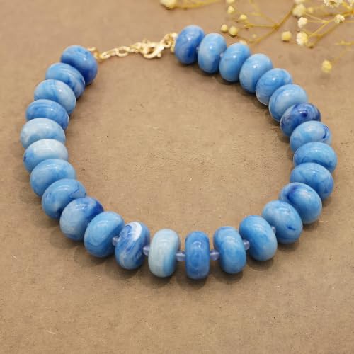 We We Chunky Colorful Beaded Necklace for Women Large Boho Statement Bead Chokers Necklaces Turquoise Blue Big Beads Jewelry Neck Summer Beach - color: sea blue