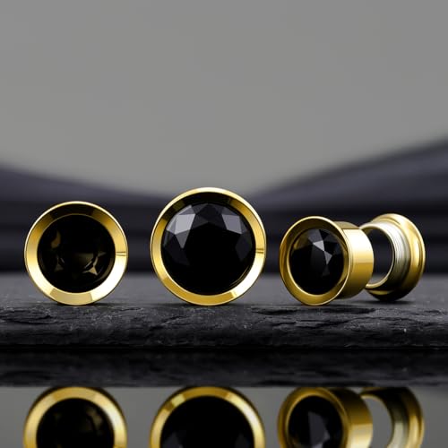 COOEAR Ear Gauges Plugs Stainless Steel/Black/Gold Crystal Ear Plugs Screw Back Tunnel Expander Stretcher Piercing Jewelry. - color: S8768J, size: 8mm