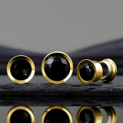 COOEAR Ear Gauges Plugs Stainless Steel/Black/Gold Crystal Ear Plugs Screw Back Tunnel Expander Stretcher Piercing Jewelry. - color: S8768J, size: 00g(10mm)