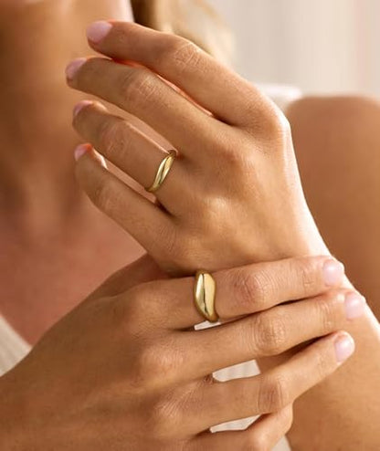 ZOERAY Chunky Gold Rings for Women Non Tarnish 14K Gold Plated Stackable Rings for Women Pinky Thumb Statement Engagement Eternity Wedding Band Ring Set Waterproof Gold Jewelry Rings Gifts Size 6-10