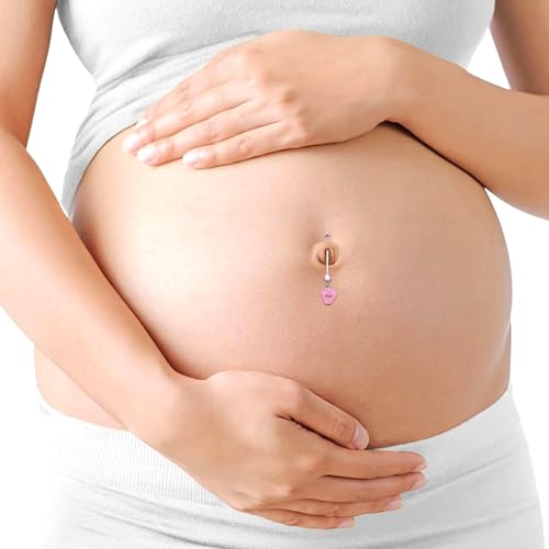 D.Bella 14G Pregnancy Belly Button Rings with Replacement Balls Flexible Bioplast Sport Maternity Belly Ring Retainer for Women Navel Piercing Retainer 1 1/2Inch (38mm) - color: Style J