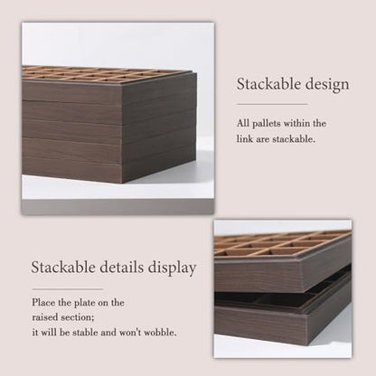 Wood Jewelry Organizer Tray, Bracelet Display (Brown, 2Pc, 12 Grids) | Stackable Jewelry Display, Bracelet Holder, Tangle-Free Bracelet Organizer, Watch Ring Storage - size: 12Grids+12Grids