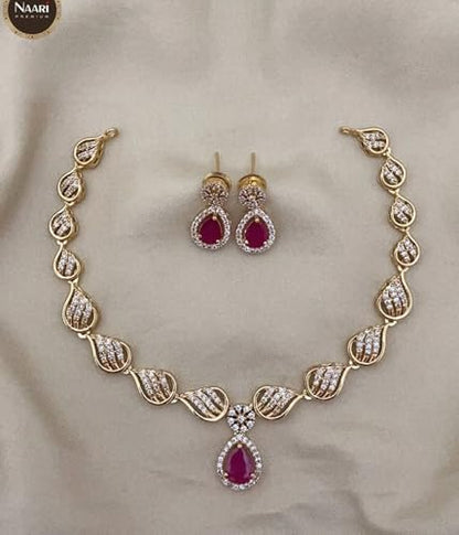 Antique Gold Plated Temple Jewellery Necklace Set with Earrings for Women, Traditional Indian Bridal Necklace Set, South Indian Choker Haram Style Jewellery Set, Ethnic Wedding Party Wear Necklace Set for Women - color: AD-Neck-126