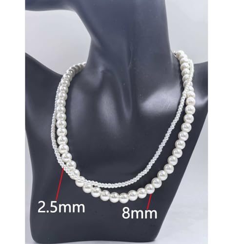 Imitation Pearl Necklace for Women Round Bead Beaded Pearl Choker Necklace Bead Pearls Necklaces Trendy Jewelry Gift 2.5 3 4 5 6 7 8 10 12 MM
