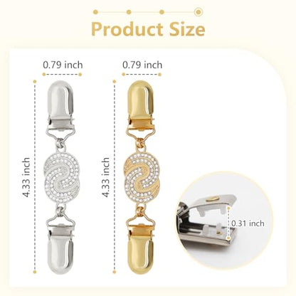 Frutain 2Pcs Cinch Clip Waist Cincher Clips for Women Dress Back Cinch & Shawl Cardigan Sweater Shirt Fasteners(GS) - style: Gs-2 Row Rhinestone-c