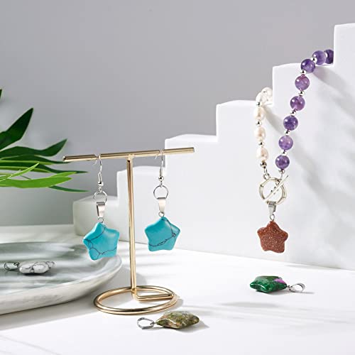 24pcs Star Shaped Stone Pendants 12 Styles Natural & Synthetic Gemstone Charms Mixed Healing Chakra Crystal Pendant for Stone Jewelry - color: 1-Mixed Color-Star-12 Styles
