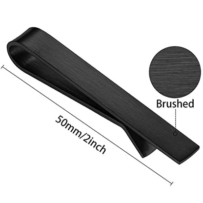 HAWSON Skinny Tie Clip Bar Set, 2 Inch Tie Clip for Men - Wedding, Meeting, Party Gift Set - color: 1 pcs Brushed Black