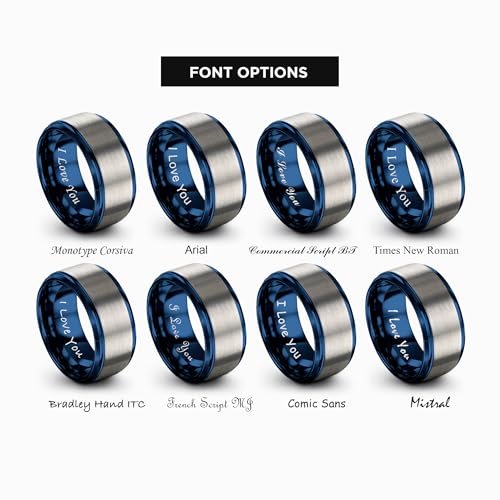 Tungsten Wedding Band Ring Black 10mm Men Women Comfort Fit 18k Rose Gold Step Edge Brushed Polished - color: Blue Grey Tungsten