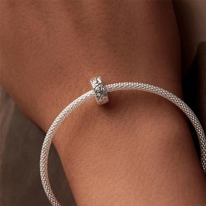 Heart Charm Clip Lock Spacer Stopper Charm Bead Bracelet 925 Sterling Silver Charms Safety Chain for Pandora Bracelets - color: Butterfly Flower Stoppered Beads