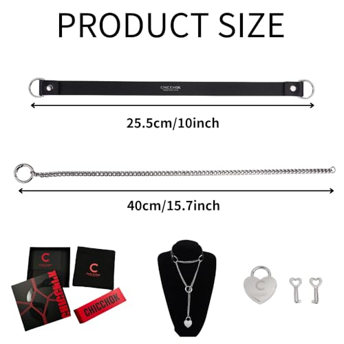 Heart Slip Chain Necklace Black Punk Gothic Leather Choker Collar Necklaces for Women - size: Medium
