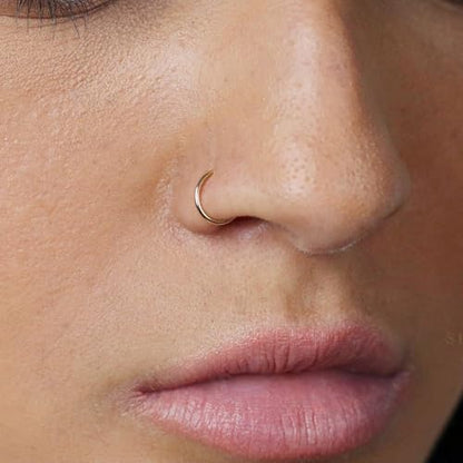 14K Gold Nose Ring Hoop for Women and Men, 6mm/7mm/8mm Tiny Gold Nose Ring Stud Piercing Jewelry, 20G 22G - color: 14k Yellow Gold, size: 20 gauge(0.8mm)-6mm